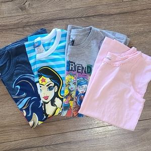 Girls Size 14 - lot of 4- Cute Graphic Tees - Gently Worn - DC, CARTERS